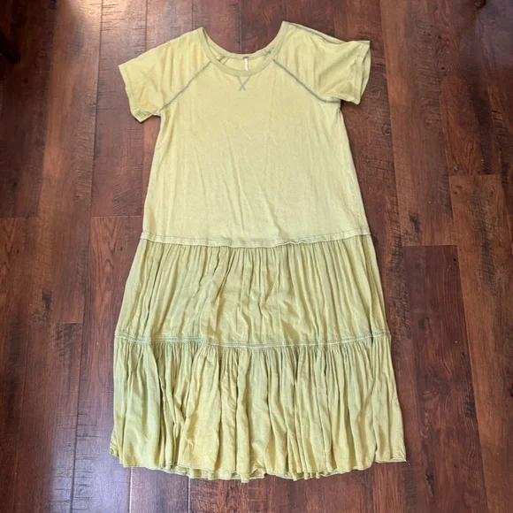 FREE PEOPLE oversized lightly tie dye boho maxi dress, size L, but can fit 1X - Picture 4 of 13